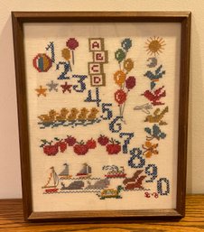 Handcrafted Needlepoint Sampler Framed