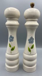 Hand Painted Wooden Salt And Pepper Mill Set - 2 Total