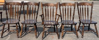 Solid Wood Dining Chairs - 5 Total