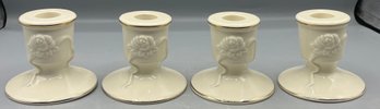 Lenox Rose Blossom Collection Porcelain Candlestick Holders - 4 Total