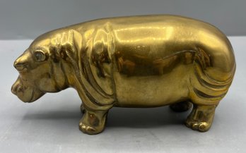 Solid Brass Hippo Figurine