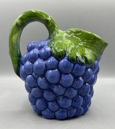 Chand Painted Ceramic Grape Pattern Pitcher