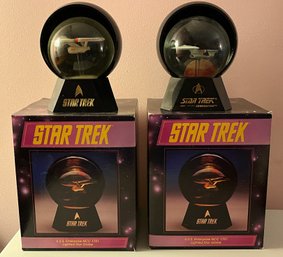 1992 Paramount Pictures Star Trek U.S.S. Enterprise NCC 1701 Lighted Star Globe - 2 Total With Box #47051