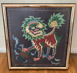 Handcrafted Needlepoint Framed Art - Foo Dog