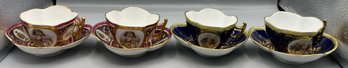 Victoria Carlsbad Bone China Teacup And Saucer Sets - 9 Piece Lot- Made In Austria