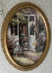 Decorative Oval Wall Print Framed - Garden Door