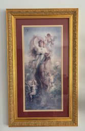 Decorative Cherub Print Framed