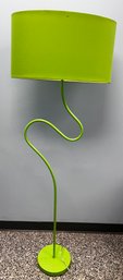 MCM Bright Green Squiggle Floor Lamp With Oversized Shade
