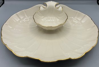 Lenox Aegean Ivory Porcelain One Piece Chip & Dip Serving Bowl