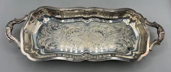 Silver Plated Engraved Serving Tray With Handles