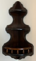 Vintage Ethan Allen Solid Wood Corner 2-tier Wall Shelf