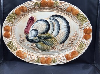 Vintage Japanese Ceramic Turkey Platter W/ Original Box 18'