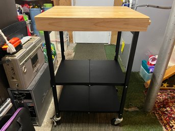 Wooden Metal Folding Cart With Shelf On Wheels