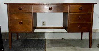 Mid Century Danish Style Walnut Keyhole Double Sided Desk