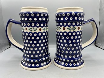 Bolslawiec Handmade Ceramic Mug Set - 2 Total - Made In Poland