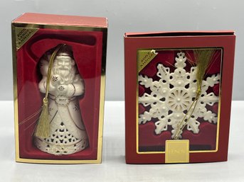 Lenox Ivory Porcelain Holiday Ornaments - 2 Total