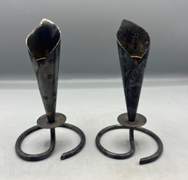 Silver Plated Candlestick Holders - 2 Total