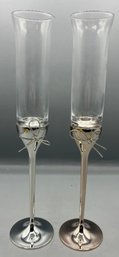 Vera Wang White & Rose Gold-tone Crystal Champagne Flute Set - 2 Total