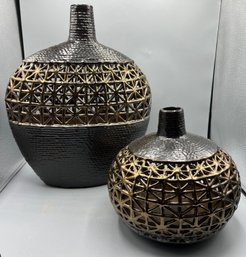 Decorative Handpainted Ceramic Vases - 2 Total