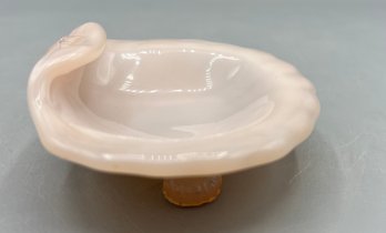 Pink Milk Glass Scalloped Trinket Dish