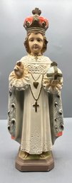 Infant Of Prague - Religious Statue 1950s Hand Painted Chalk-ware -