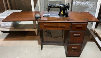 Vintage Singer Sewing Machine Wooden Table - Serial #AH542397