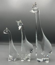 Handblown Glass Giraffe Figurines - 3 Total