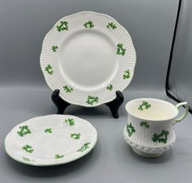 Rosina China Co. Queens Fine Bone China Shamrock Pattern Tea Cup Set - 3 Pieces Total