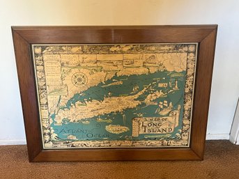 Courtland Smith Wooden Framed Print - A Map Of Long Island