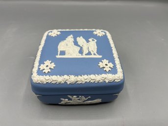 Wedgwood Blue Jasperware Trinket Box - Made In England