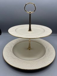 Lenox Porcelain Fruits Of Life Collection Two Tier Platter