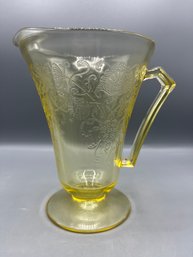 Hazel Atlas Florentine Yellow Depression Glass Pitcher