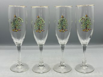 Spode Christmas Tree Pattern Champagne Glassware Set - 7 Total