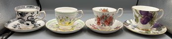 Assorted Bone China Tea Cup Sets - 4 Total