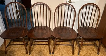 Solid Wood Spindle Bow-back Windsor Dining Chairs - 5 Total