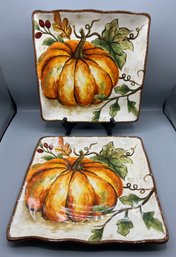 Maxcera Pumpkin Pattern Ceramic Plate Set - 2 Total