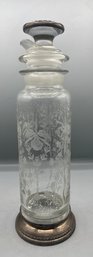 Estate Sterling Silver & With Silver Etched Glass Decanter Barware