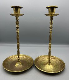 Brass Candlestick Holders - 2 Total