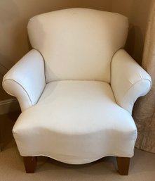 White Canvas Upholstered Armchair