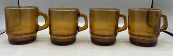 Anchor Hocking Amber Glass Mug Set - 9 Total