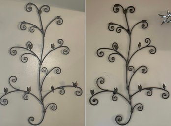 Decorative Wrought Iron Wall Plate Holders - 2 Total