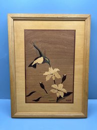 Hummingbird Pattern Marquetry Wooden Inlay Art