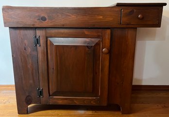 Vintage Solid Wood Copper Lined Dry Sink With Drawer & Storage