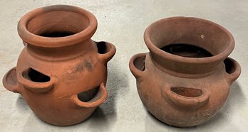 Terracotta Red Clay Strawberry Planters - 2 Total