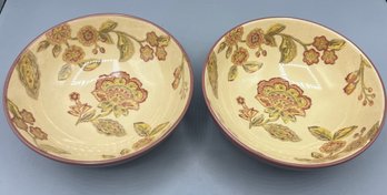 222 Fifth Jacobean Red Genuine Stoneware Floral Pattern Bowl Set - 8 Total