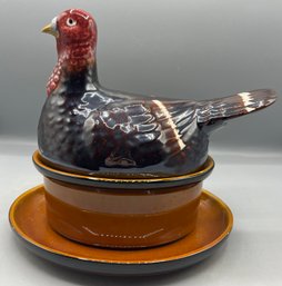 Sigma Taste Setter Ceramic Covered Turkey Gravy Bowl With Saucer - Made In Portugal