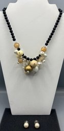 Costume Jewelry Pearl Beaded Necklace & Earring Set