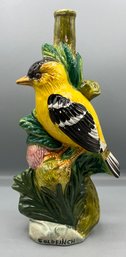 Vintage Gold Finch Ceramic Bird Decanter - Missing Stopper - Made In Italy