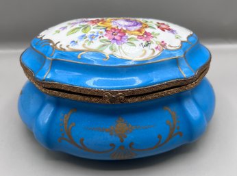 Hand Painted In France Porcelain Jewelry Box