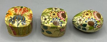 Hand-painted Wooden Trinket Boxes - 3 Total